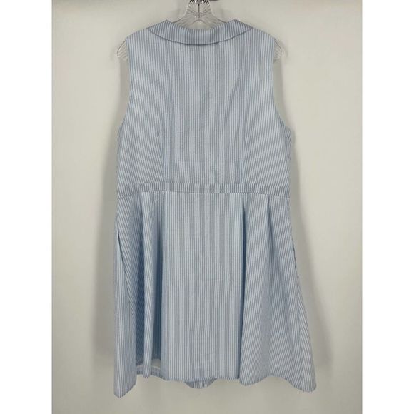 Modcloth Blue Stripe Broadcast Coordinator Sleeveless Shirt Dress Size 20 - Picture 5 of 13